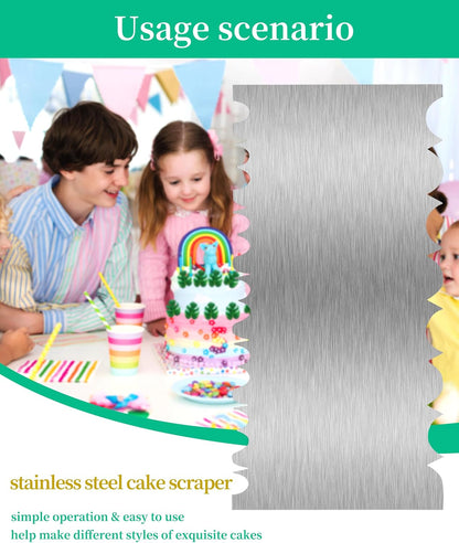 8.6 Inch Metal Cake Scraper Smoother, Edge Side Jagged Comb for Cream