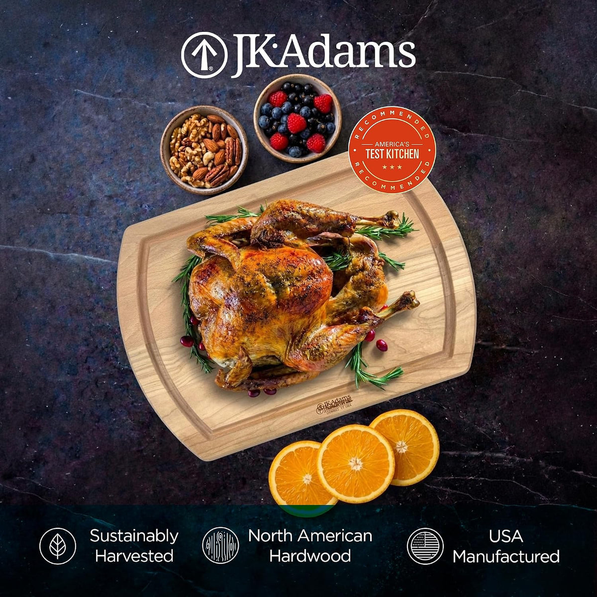 J.K. Adams Reversible Carving Board, 20" x 14" x 1.25"