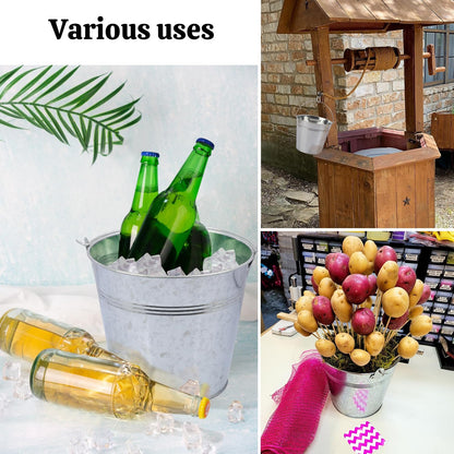 3 Pack 15.3" x 9" x 6" Yellow Metal Galvanized Tub with Handles, 3 Gallon Large Beverage Tubs for Parties, Beer, Wine, and Cocktails, Rust-Proof and Durable Ice Buckets