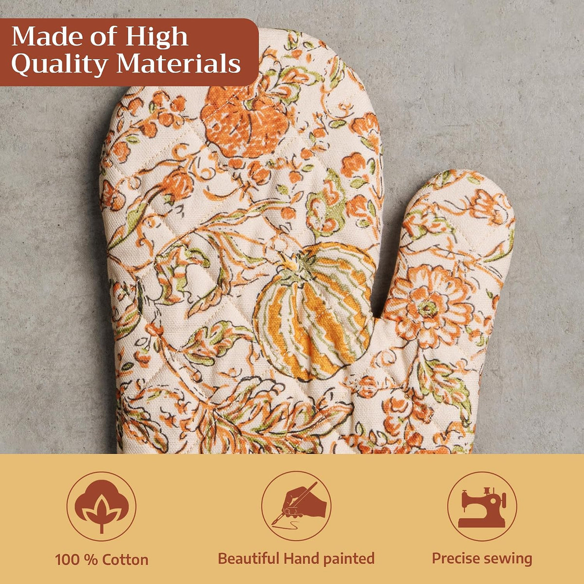 Maison d' Hermine 100% Cotton Oven Mitt & Pot Holder Set (7.5"x13" & 8"x8") - Colors C