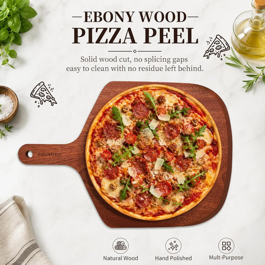 Ebony Wood Pizza Peel with Handle for 12 Inch Pizza and Bread