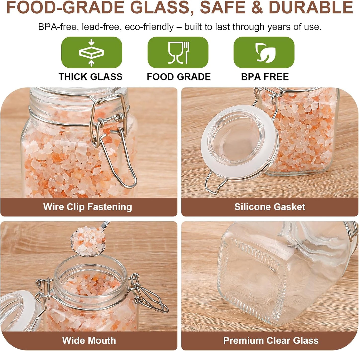 Spice Jars Set of 6, 4 oz Glass Spice Jars with Airtight Lids and Labels, Small Seasoning Jars for Spices, Herbs, Kitchen Spice Organizer
