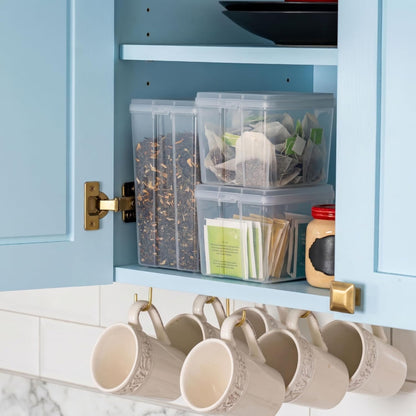 IRIS USA Vertical Storage Bins with Lids |Made in USA| Flip Top Containers for Organizing Pantry, Office, Craft, and Study Supplies - Small (10-Pack)