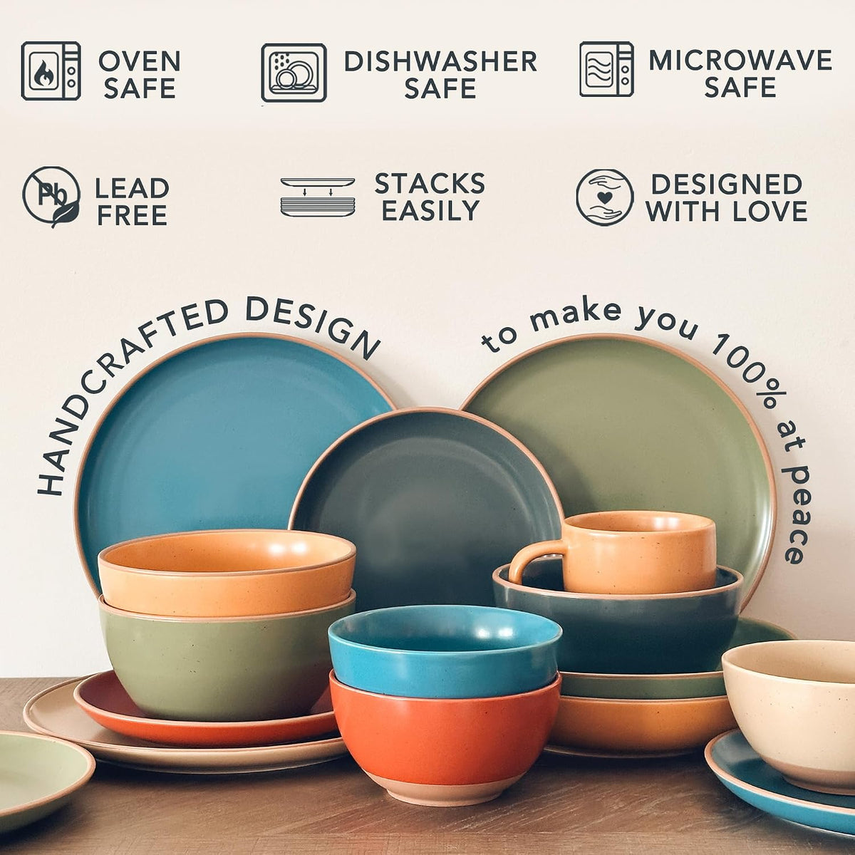 Mora Ceramic Artisan Matte Small Dessert Bowls - 16oz, Set of 6 - Microwave, Oven and Dishwasher Safe, For Rice, Ice Cream, Soup, Snacks, Cereal, Chili, Side Dishes etc - Microwavable Kitchen Bowl