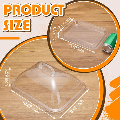 4 Pack Clear Acrylic Serving Tray with Dome Lid Rectangular Food Tray for Cake Dessert Buffet Serving Food Banquets Parties Restaurant Display,10.83 x 8.46 x 5.59 in