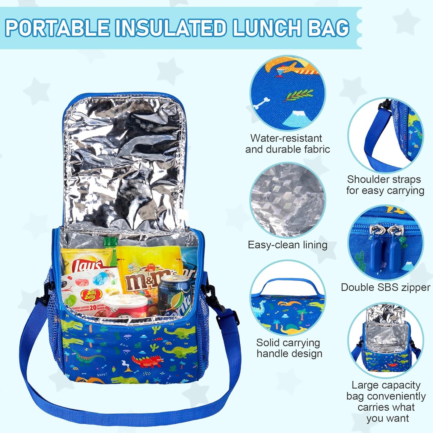 Bento Lunch Box for Kids with 17oz Soup Thermo,Insulated Tumbler Water Bottle and Insulated Lunch Bag,Leak-Proof 3 Compartment Lunch Food Container with Ice Pack for Kids to School-Horse