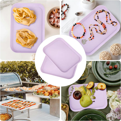 4 Pack Multicolo Plastic Serving Trays for Party Serving Food - Rectangular, 8.66 by 12 in, Heavy Duty Dessert Trays for Food Erving Platters for Party Tray Decor Veggie,Snack