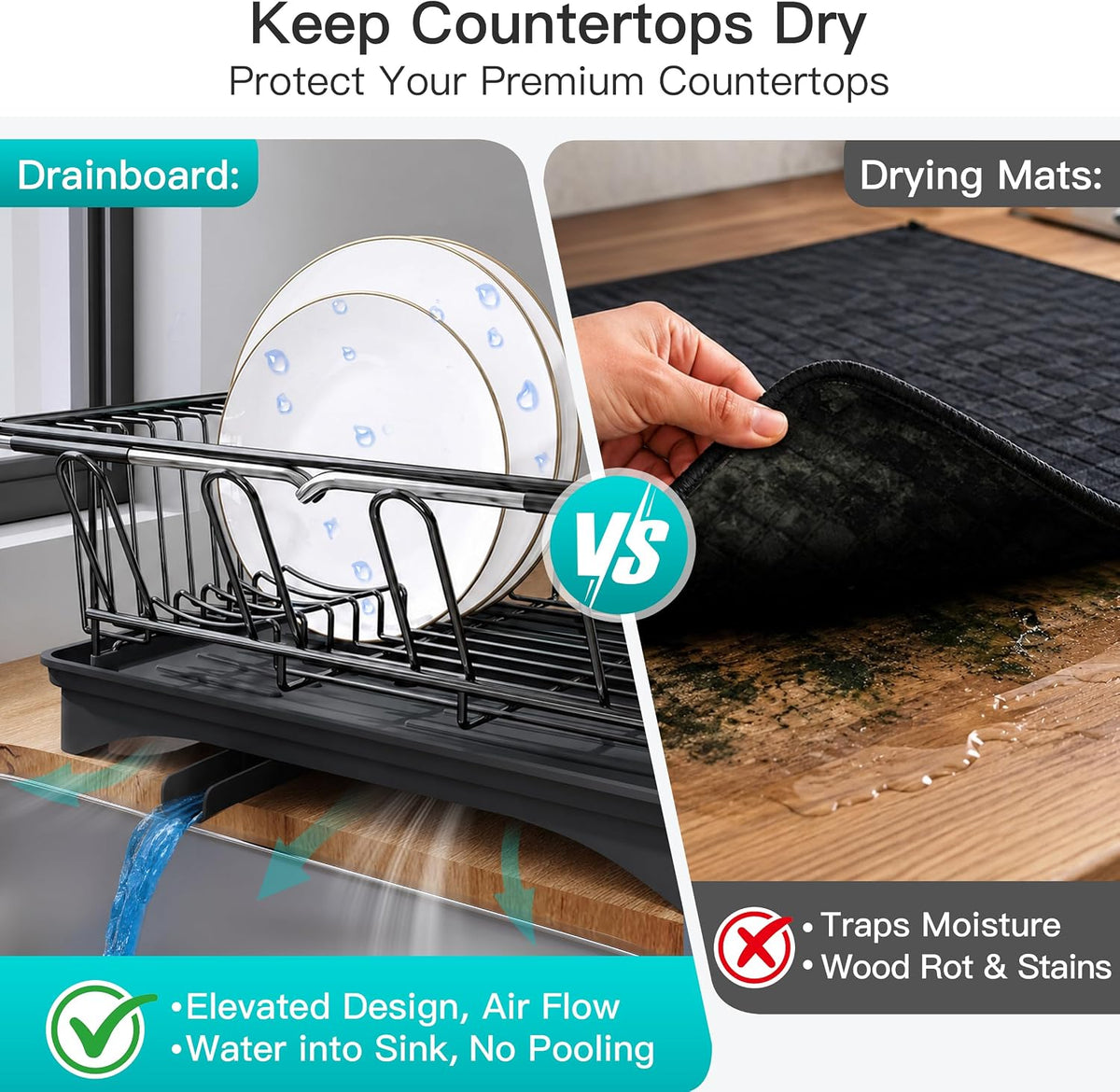 JASIWAY Dish Drying Rack in Sink, Dish Drainer with Cup and Utensil Holder