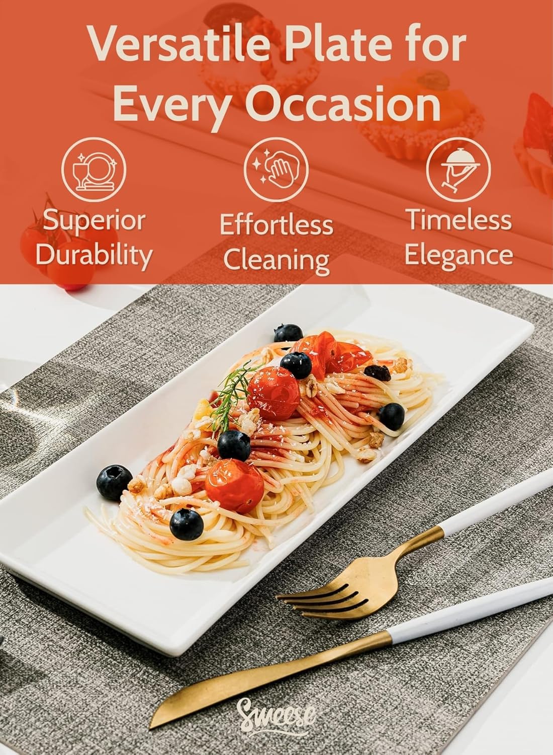 Sweese Serving Platter, 15.5/13.8/11.7 Inch Rectangle Porcelain Serving Trays, Serving Dishes for Entertaining, White Platters for Serving Food Party, Turkey Platter for Thanksgiving, Set of 3