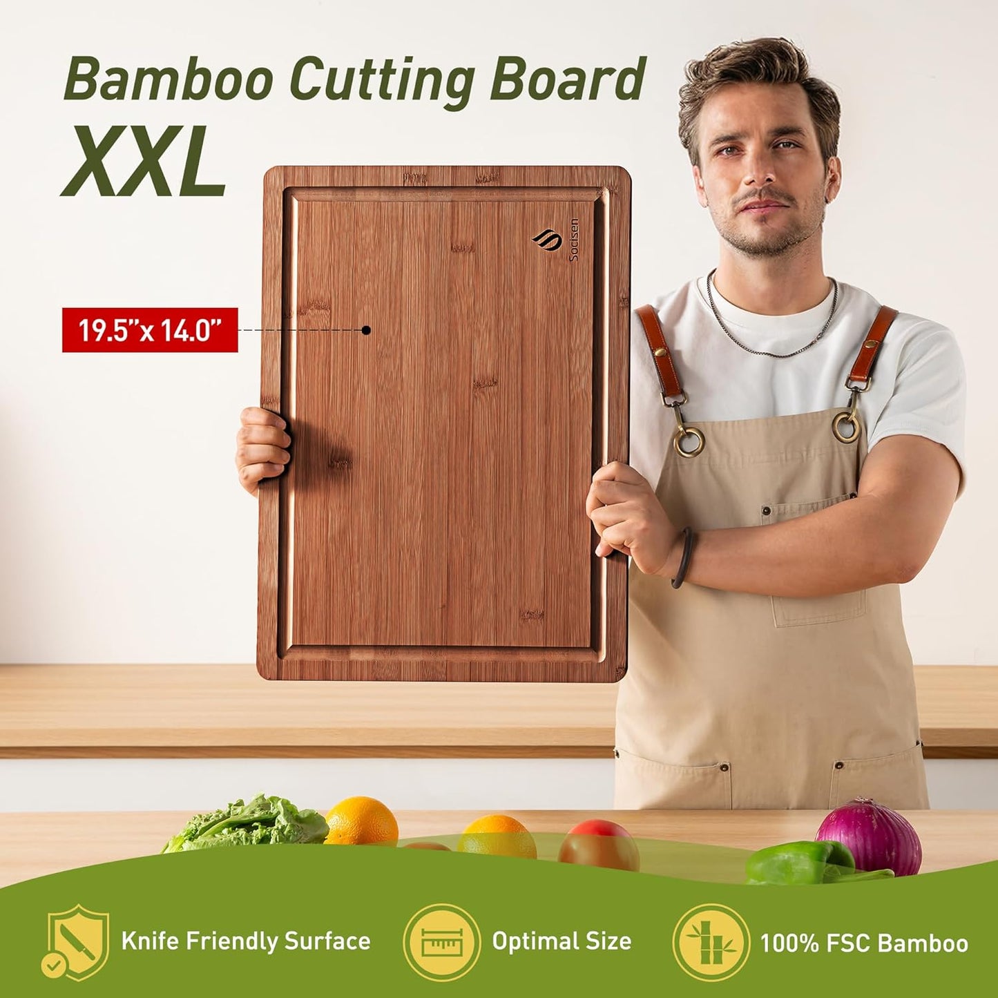 3 Packs Bamboo Cutting Board Set with Non Slip Feet and Over Sink Nice Solid Thick Wood Juice Groove Chopping Board Extra Large Big Small Best Hardwood Kitchen Counter Organic Vegetable