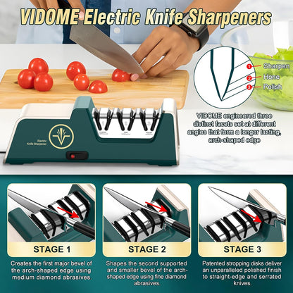 VIDOME Professional 3-Stage Electric Knife Sharpener