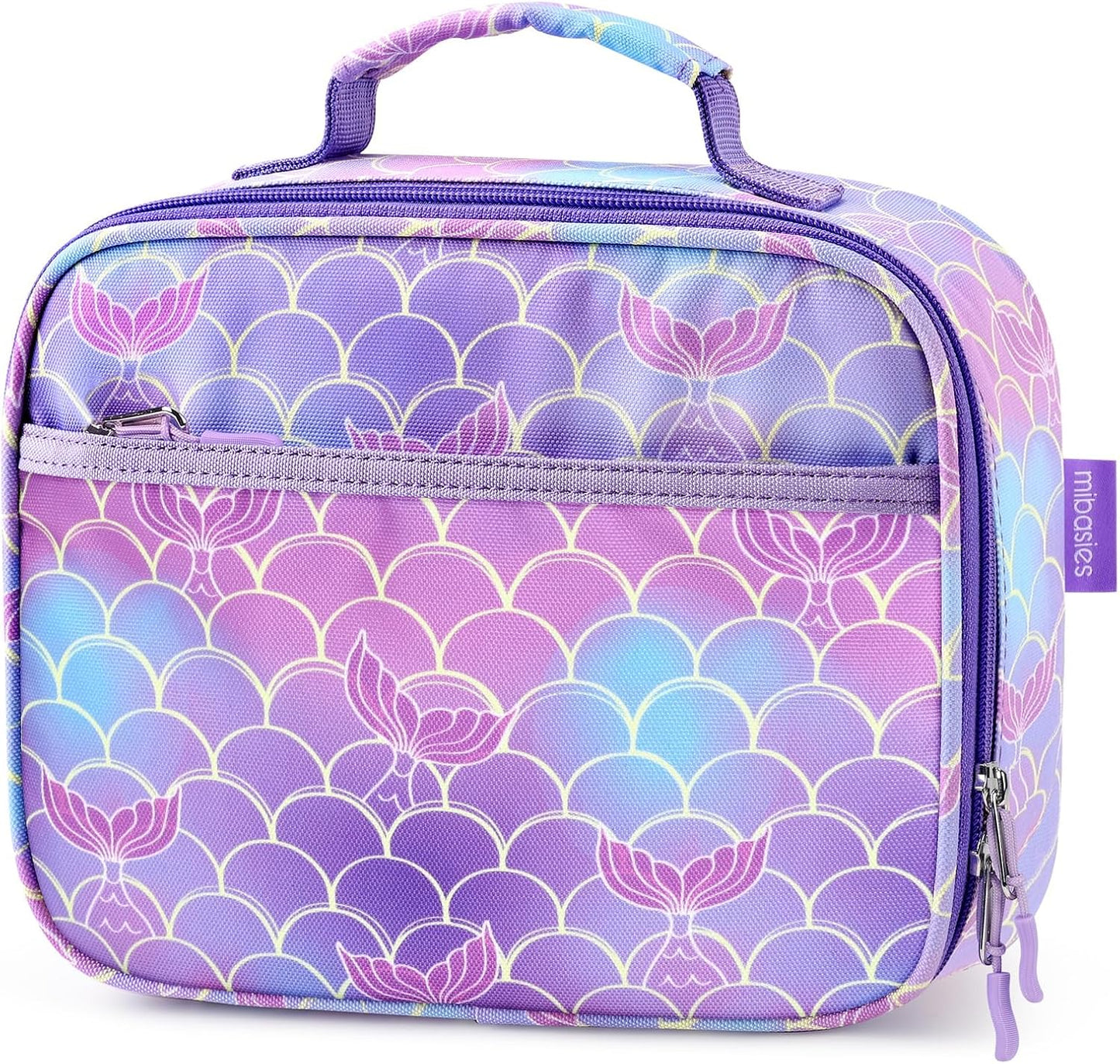 mibasies Kids Lunch Box for Girls Toddler, Insulated and Reusable Lunch Bag for School, Pink Rainbow