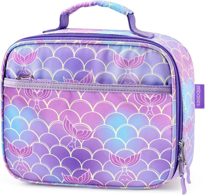 mibasies Kids Lunch Box for Girls Toddler, Insulated and Reusable Lunch Bag for School, Pink Rainbow