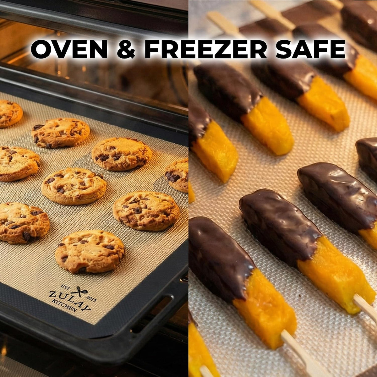 Zulay Kitchen Silicone Baking Mat – 16.5"×11.6" BPA-Free Reusable Baking Sheet, Heat Resistant 480°F – Non-Slip Border, Perfect for Cookies, Bread, Pastries & Oven Use - (Dark Gray)
