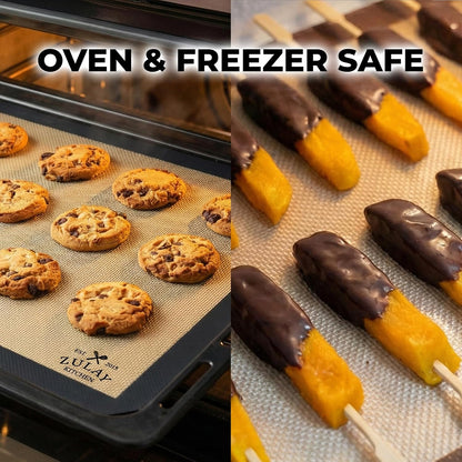 Zulay Kitchen Silicone Baking Mat – 16.5"×11.6" BPA-Free Reusable Baking Sheet, Heat Resistant 480°F – Non-Slip Border, Perfect for Cookies, Bread, Pastries & Oven Use - (Dark Gray)