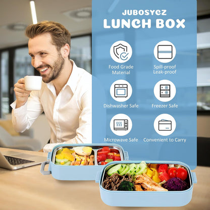 Stainless Steel Bento Box for Adults&Kids,Japanese Leakproof Lunch Box Divided Food Meal Storage Containers Set Stackable 2 Layer for Children School Picnic Beige