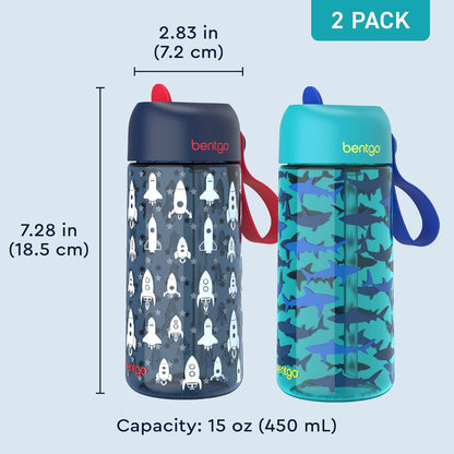 Bentgo Kids Water Bottle - Leak-Proof, Durable Tritan PFAS- & BPA-Free 15 fl oz, Kids/Toddlers Ages 3+ for School & Sports; Bite & Sip Spout, Carrying Handle, Dishwasher Safe (Unicorn)