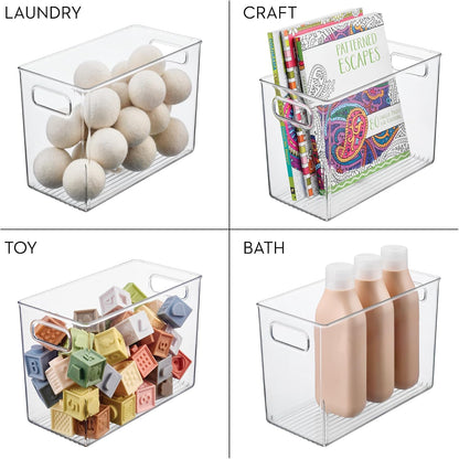 iDesign Pantry Bin with Handles, Clear | Storage for Cabinets, Fridge, or Freezer, Made in USA