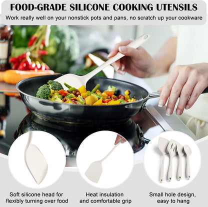 HaWare Kitchen Utensils, 14 PCS Silicone Cooking Utensils Set, Heat Resistant Kitchen Utensils for Non-stick Cookware, Kitchen Gadgets Tools with Spoons, Spatulas, Whisk, Dishwasher Safe (Black)
