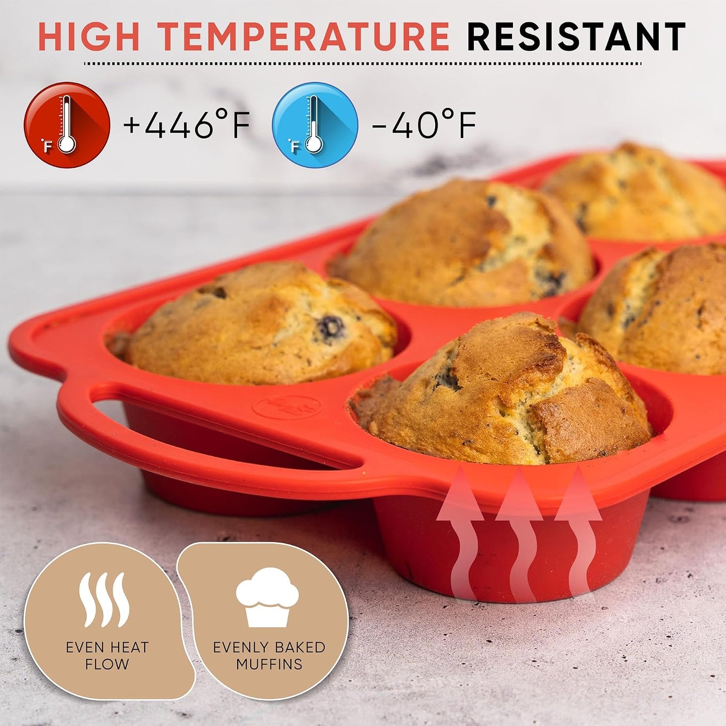 2-Pack Silicone Muffin Pan Set – Regular 12 Cup & Mini 24-Cup Silicone Muffin Pans for Baking – Nonstick Silicone Cupcake Pan with Metal-Reinforced Handles – BPA-Free, Dishwasher-Safe, Cream