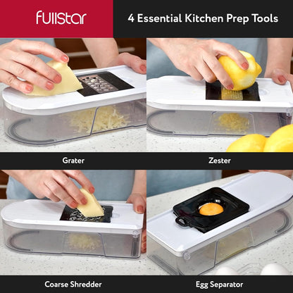Fullstar Core Vegetable Chopper - Chop and Slice Lid - Food Chopper with Container, Veggie Chopper, Fruit Slicer, Onion Dicer - Meal Prep Essential - Kitchen Gadgets and Gifts (6-in-1, White/Black)