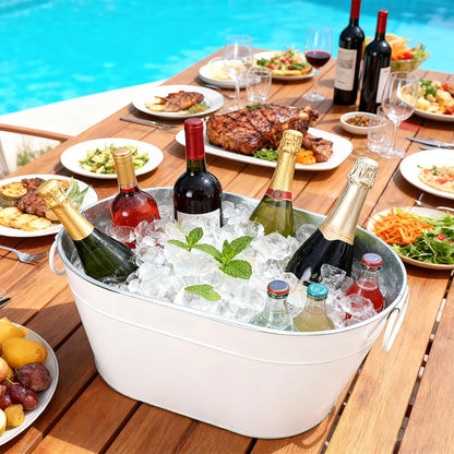2PCS Beverage Tub Large Ice Bucket For Parties, Thick Metal Galvanized Tub Drink Buckets, Beverage Bucket with Handles, Drink Bucket for Indoor & Outdoor Party (Sliver)