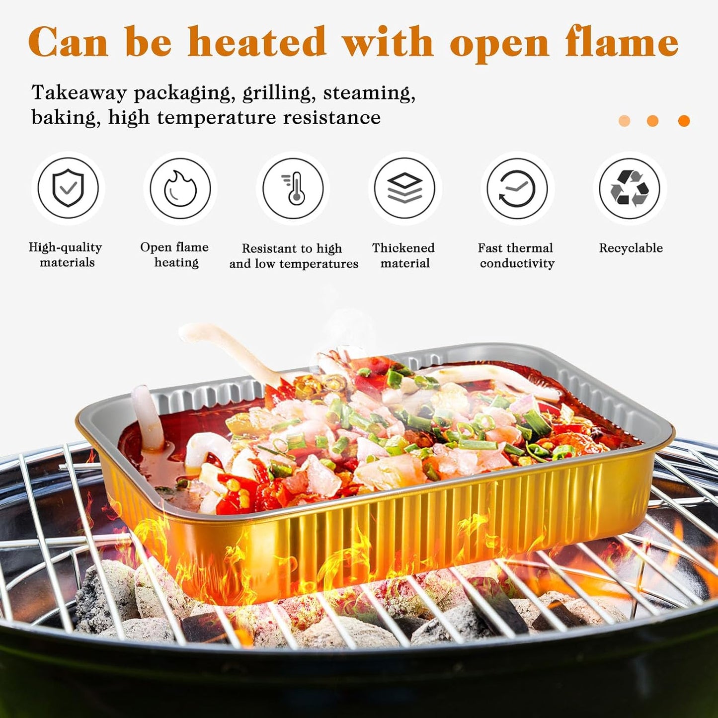10 Pack Gold Aluminum Foil Pans with Lids, 9x7.4 Inch Disposable Reusable Oven Safe Food Containers, Freezer & BBQ Grill To-Go Pans for Baking, Meal Prep, Thanksgiving & Party