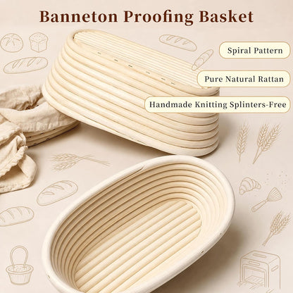 Banneton Bread Proofing Basket 2 Pack 10 In Oval Sourdough Proofing Basket