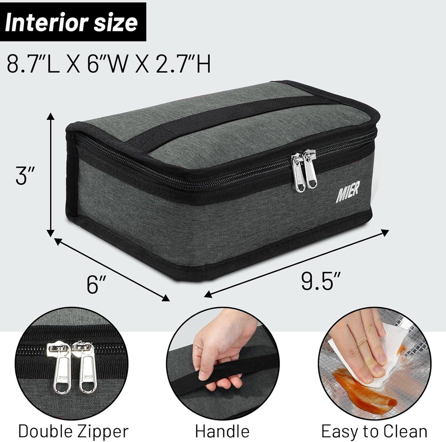 MIER Small Lunch Bag for Kids & Adults Compact Insulated Lunch Box Portable Thermal Mini Cooler for Work School Travel, Bluesteel