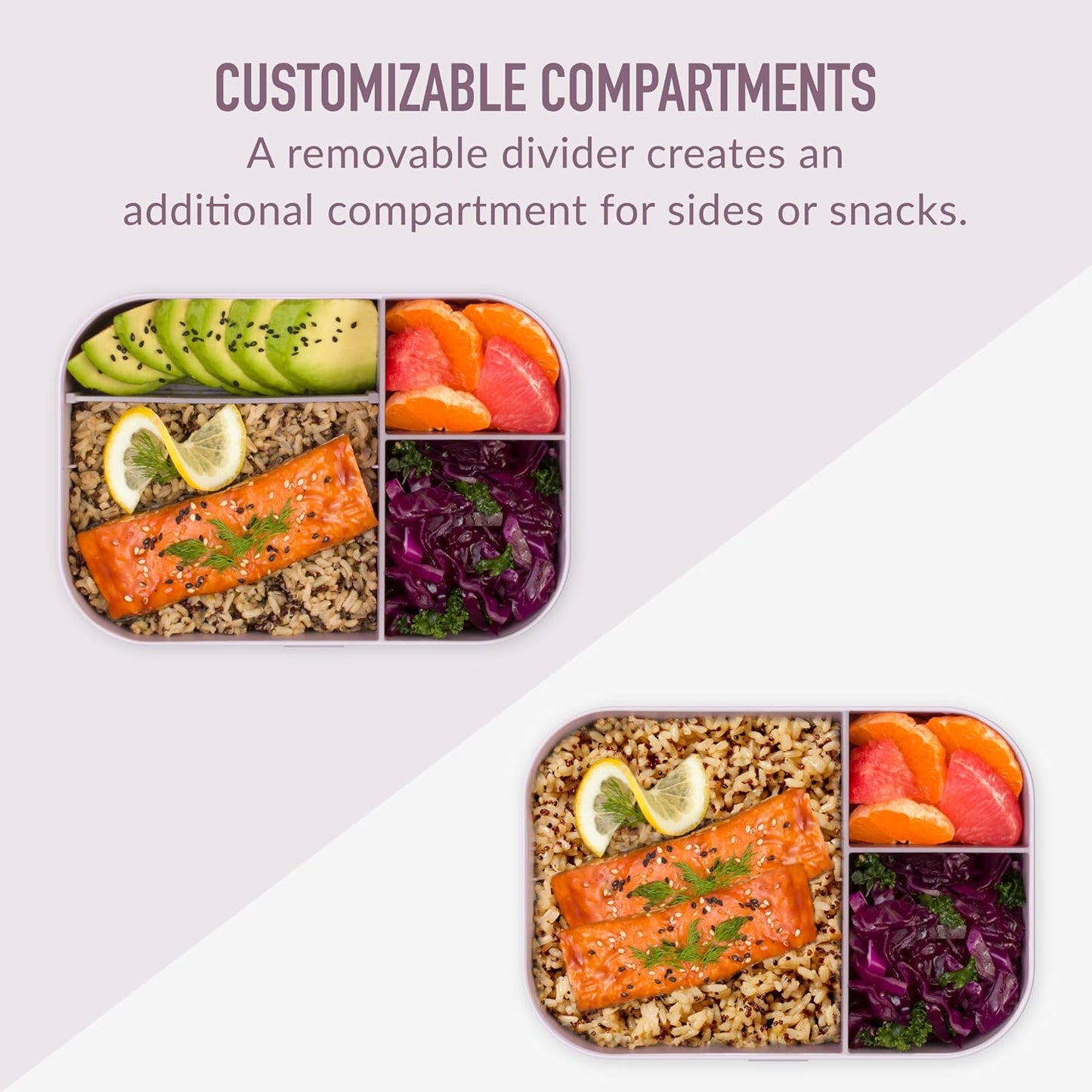 Bentgo® Modern Tray with Matte Lid - Reusable, BPA-Free, Meal Prep Containers for Adults with Removable Divider - 3 or 4 Compartments for Healthy Portioned Meals At Home & On the Go (Navy)