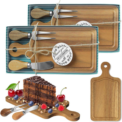 AZEAM 12 Sets Baby Bridal Shower Prizes for Game Winners, Bamboo Mini Cheese Board Set with Knife Fork and Present Box, Small Charcuterie Board Bulk for Party Wedding Guests Present