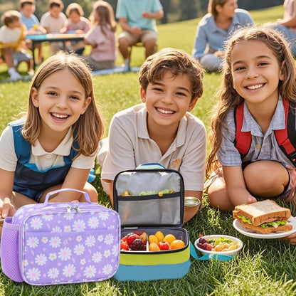 RHCPFOVR Kids Lunch Bag - Insulated Lunch Box for Boys Girls,Washable Lunch Bag and Reusable Toddler Leak-proof Lunchbox for School and Daycare - Colors A