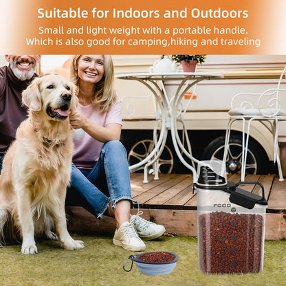 LEAWALK Airtight Small Cat Dog Pet Food Storage Containers BPA Free, with Large Pour Spout/1 Measuring Cup/ 4 Safety Locks and Double-layer Silicone Strip (Olive Gray x 2, 3L-2pack)
