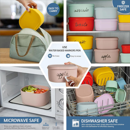 ISSEVE 12Pcs/Set Nesting Silicone Food Storage Containers with Lids, BPA Free Reusable Meal Prep Silicone Containers Airtight, Freezer Dishwasher Safe (33.8oz, 20oz, 10oz, 6.7oz, 1.3oz) (Beige)