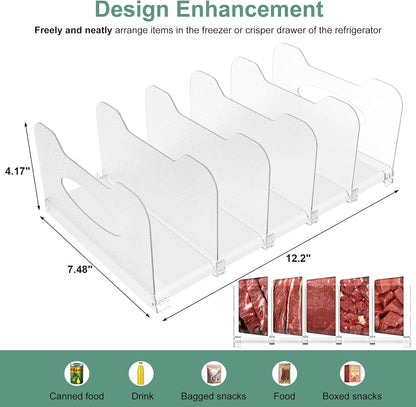 SURETIVIAN Freezer Organizer 12” Visible Fridge Organizer Rack with Removable Dividers and Handles, Freely Adjustable, Fits Refrigerator Frozen Meals, Lunch Meat Box, Cheeses (Mint Green)