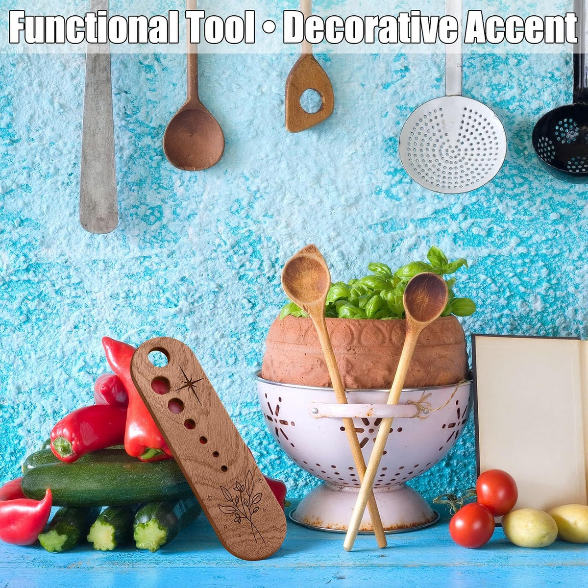 Lemonroad 2 Pcs Wooden Herb Stripper, 7 Hole Leaf Separator Tool