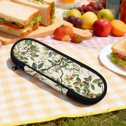 Travel Cutlery Set with Case for Kids Portable Utensil Case Reusable Silverware Pouch for School Travel Lunch Capybara Flower