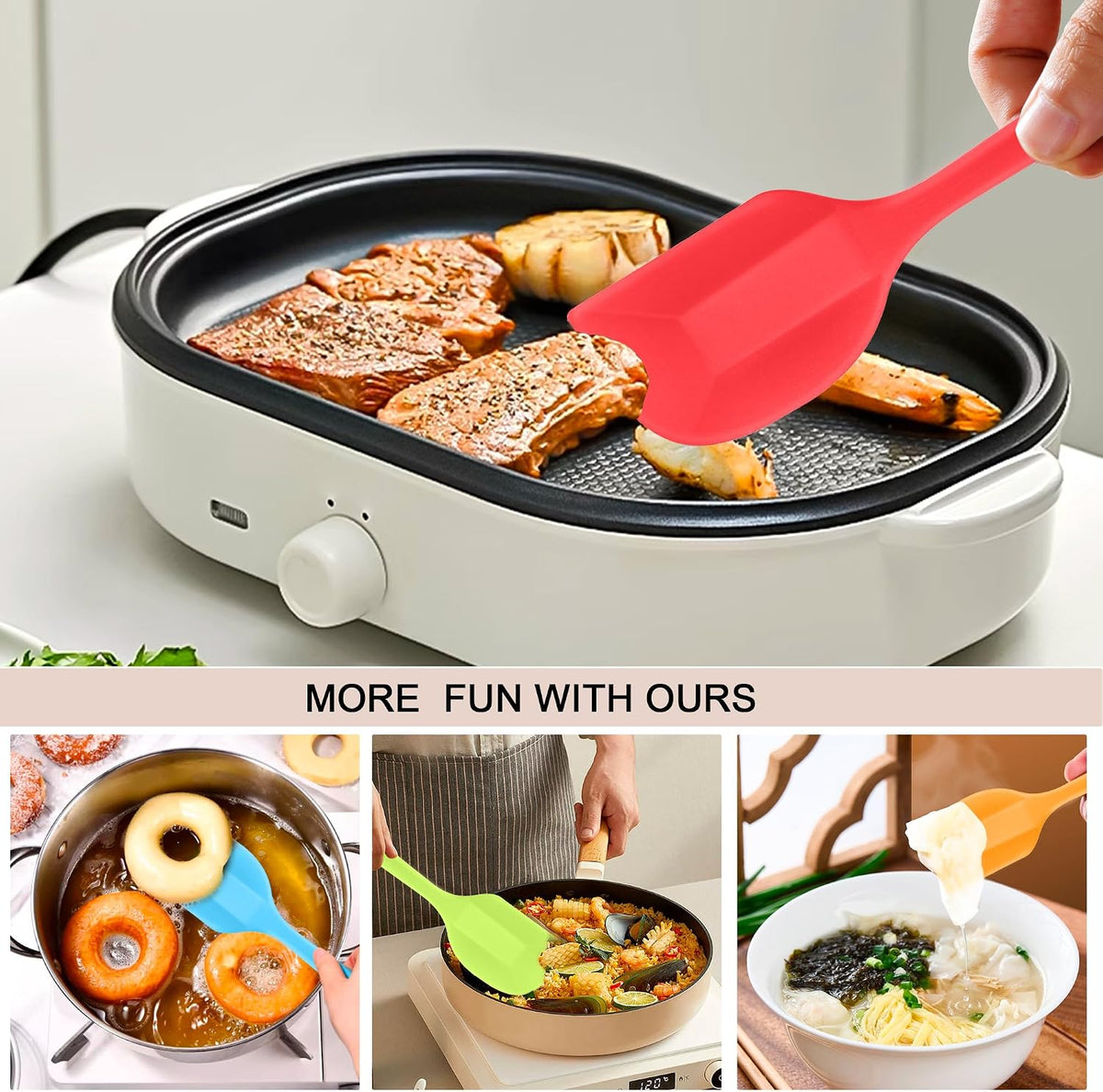 Silicone Spoon Spatula Set Food Grade Kitchen Utensils Heat Resistant