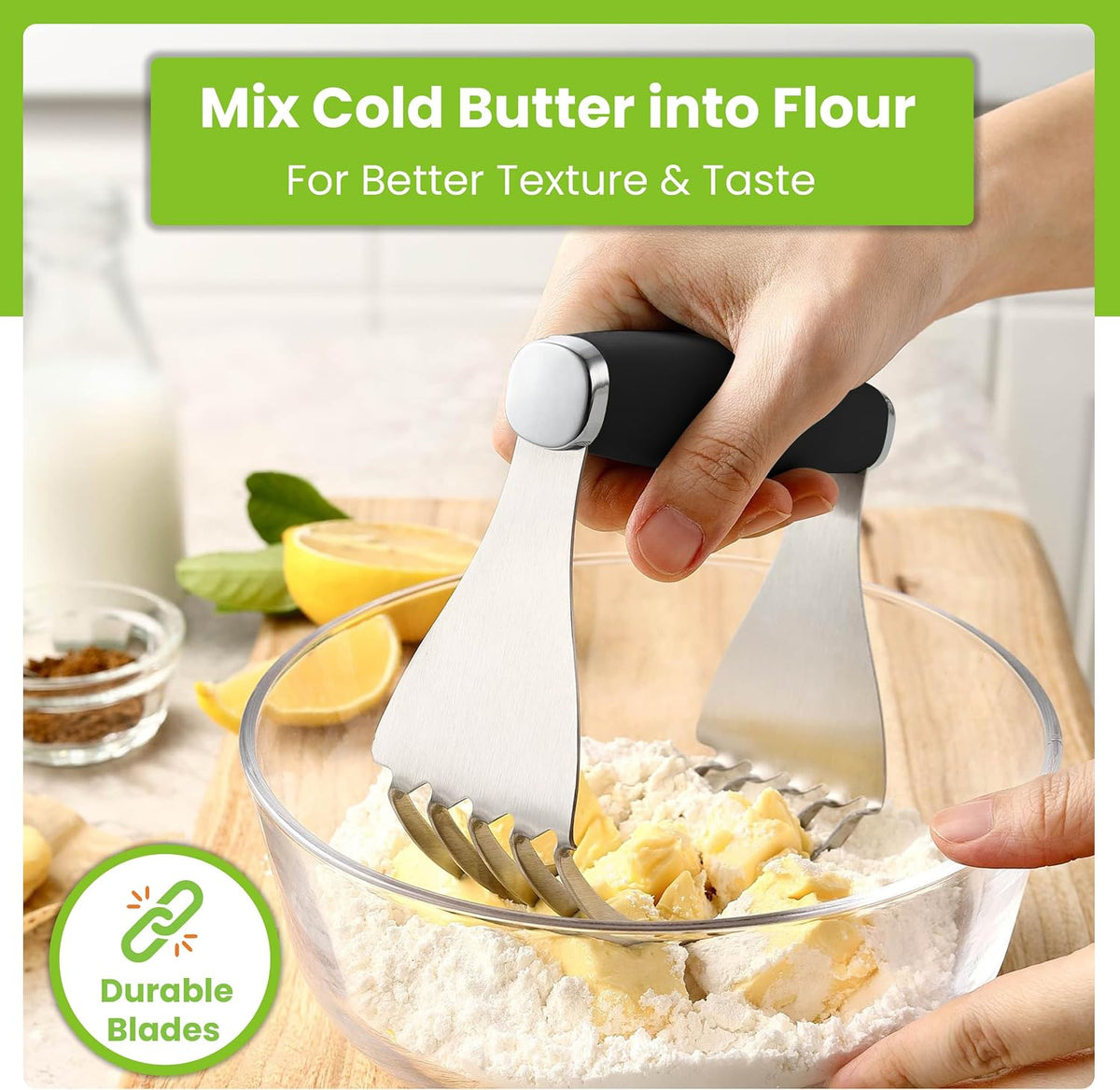 Spring Chef XL Pastry Blender, Durable Dough Blender For Baking - Black