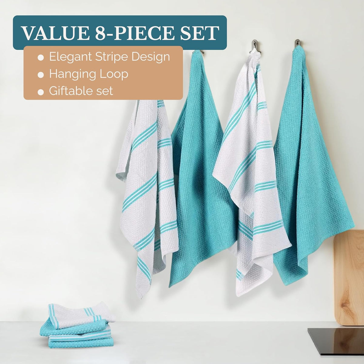 Casa Platino Potholders for Kitchens, 8-Piece – 500°F Heat Resistant Oven Mitts and Pot Holders, Mini Oven Mitt with Silicone Grip, 2 Kitchen Towels & 2 Dish Cloths – Durable & Non-Slip – Canyon Rose