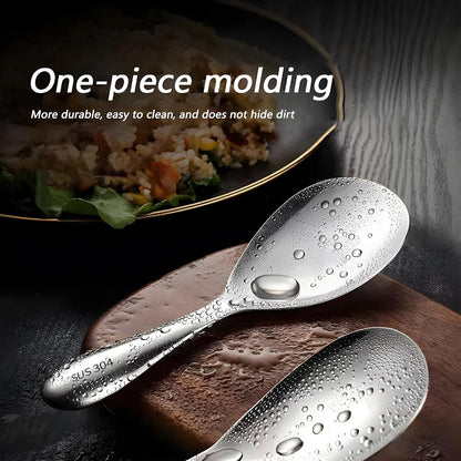 Comicfs Rice Paddle Spoon 304 Stainless Steel Thickened Rice Spoon Rice Spatula Non Stick Rice Scooper for Rice Mashed Potato Salads, Apply for Kitchen Home Restaurant Hotel Serving (Bright)