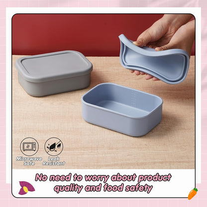 Layhit 4 Pcs Silicone Bento Box Lunch Box for Adult, 23.7 oz Reusable Sandwich Containers Food Storage with Lids Airtight for Lunch Meals Snacks, Dishwasher Freezer Safe (Matte Multicolor)
