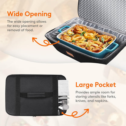 Lifewit Insulated Casserole Carrier for Hot or Cold Food, Thermal Lasagna Lugger Tote, Casserole Dish Carrier for Potluck Parties Picnic, Fits 9"x13" Baking Dish, Gray