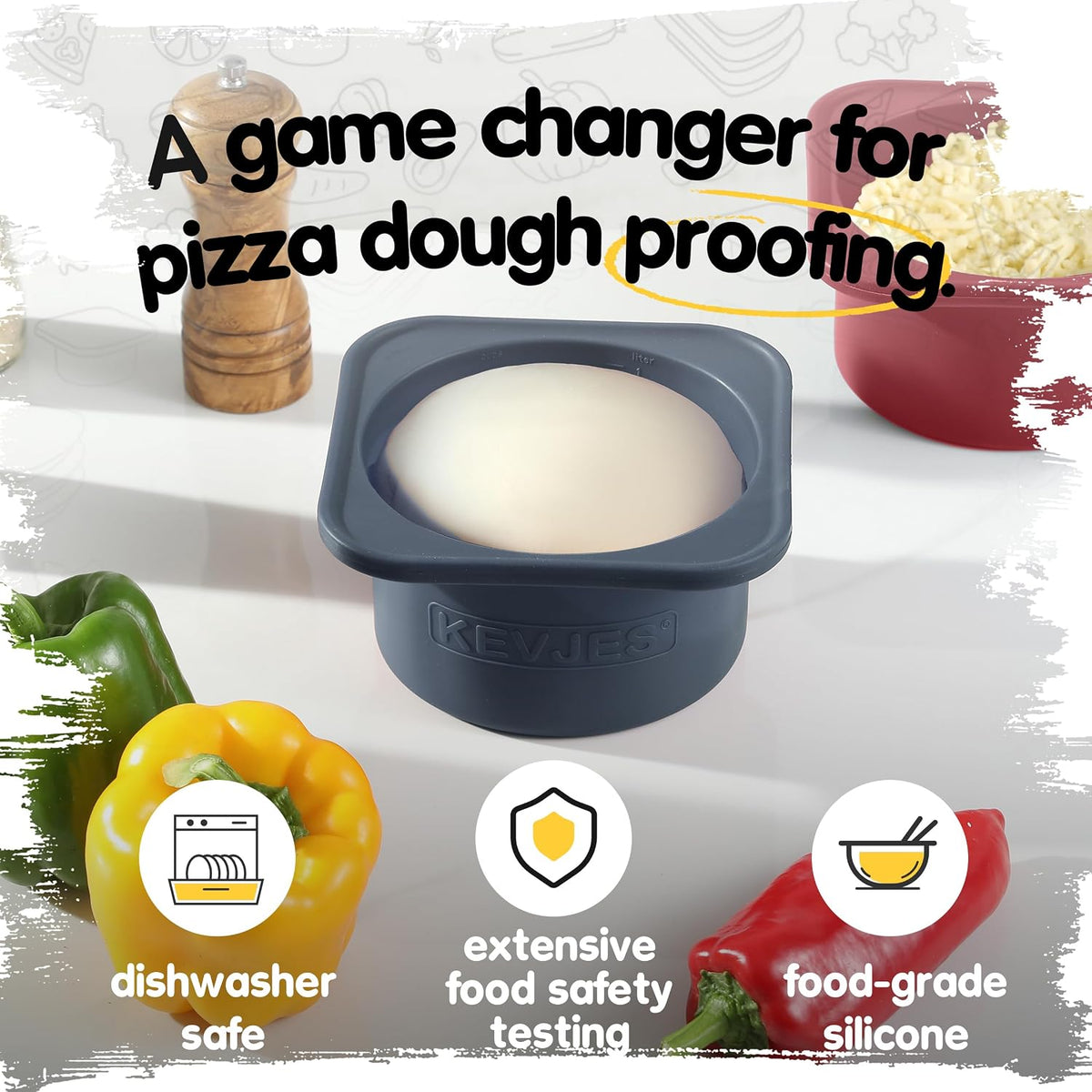 PLUS 1000ml Pizza Dough Proofing Containers, 2-Pack, Green