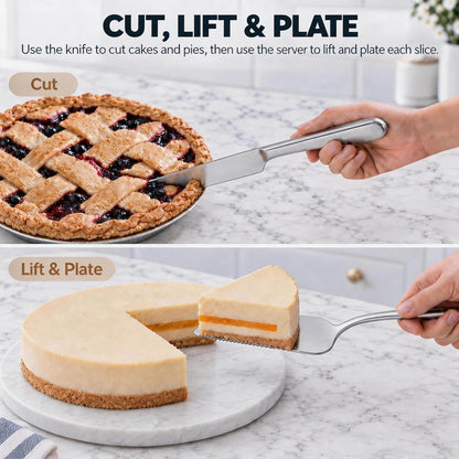 2-Piece Cake Knife and Server Set with Serrated-Edge Server