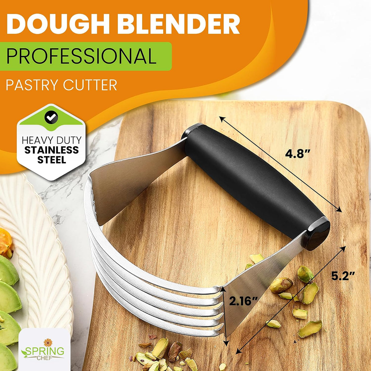 Spring Chef XL Pastry Blender, Durable Dough Blender For Baking - Black