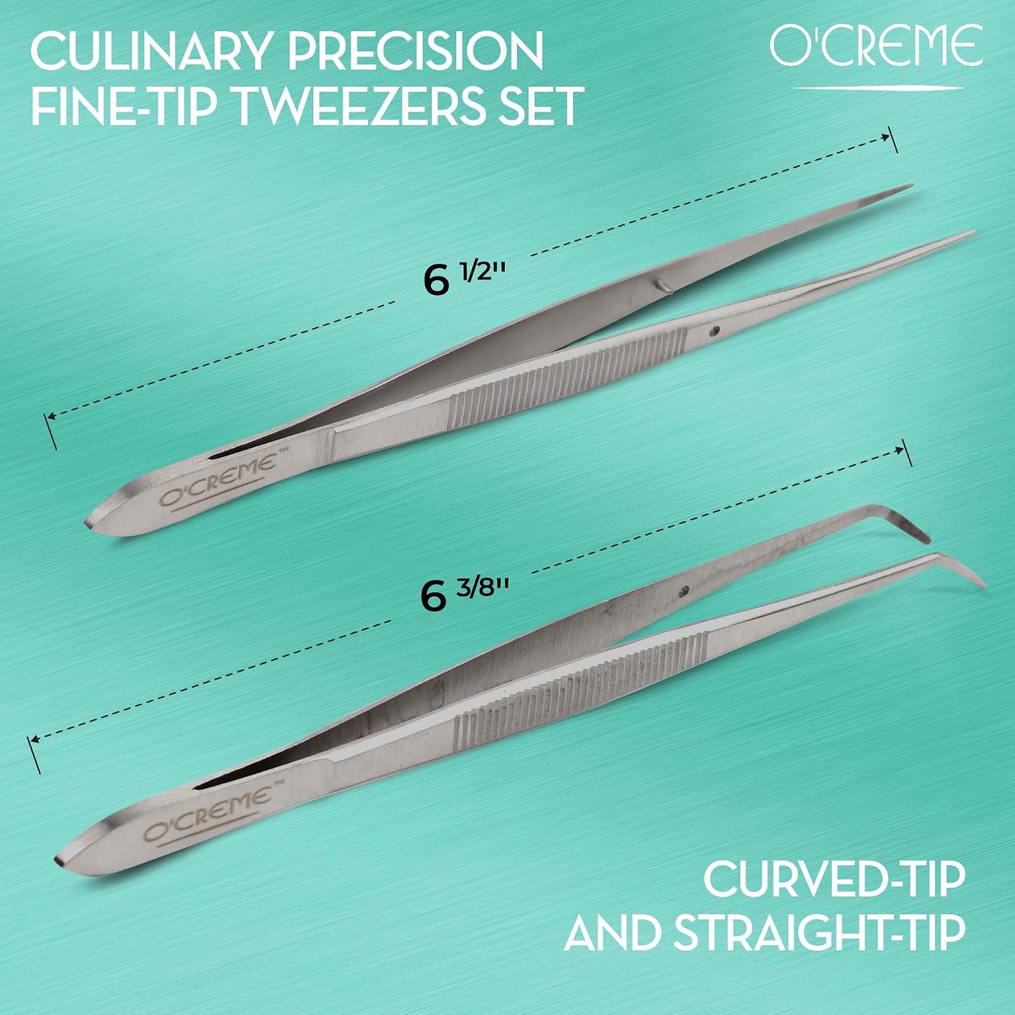 O'Creme Stainless Steel Precision Kitchen Tweezer Tongs 6.25" with Fine Tip (Purple)