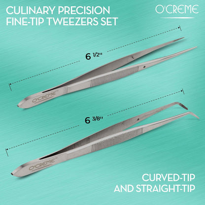 O'Creme Stainless Steel Precision Kitchen Tweezer Tongs 6.25" with Fine Tip (Purple)