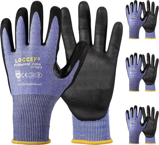 LOCCEF Level 5/A4 Cut Resistant Work Gloves, Touchscreen