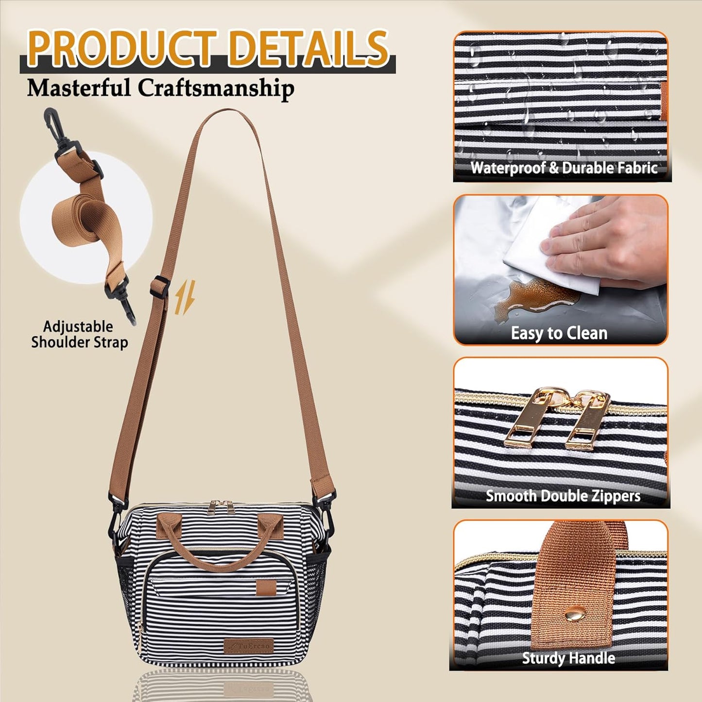 TuErCao Small Lunch Bag Lightweight Insulated Lunch Box for Women Work Portable Soft Cooler for Picnic Travel Road Trips, Loncheras para Mujer, Black